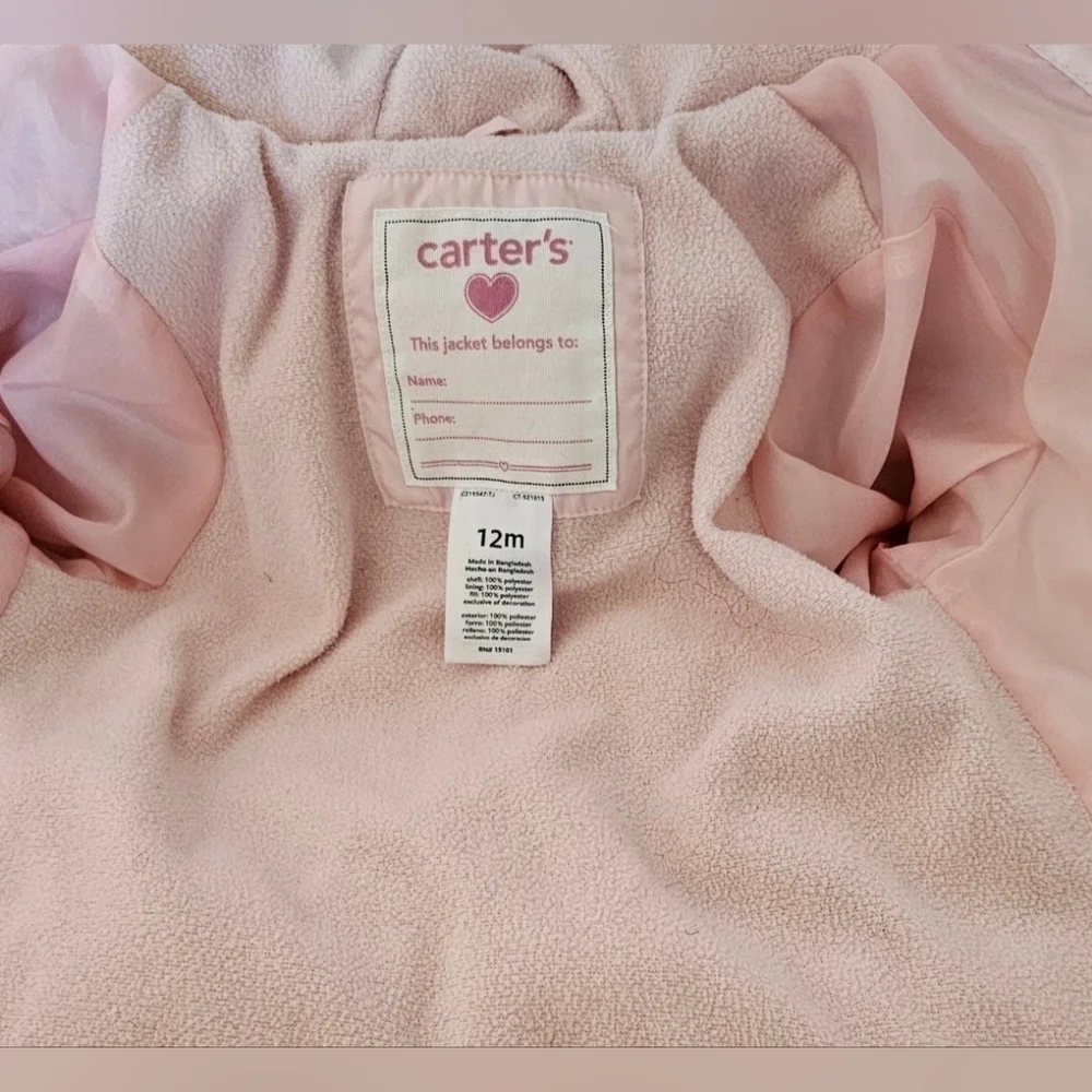 12 Months Carter's Baby Girl Pink Puffer Jacket